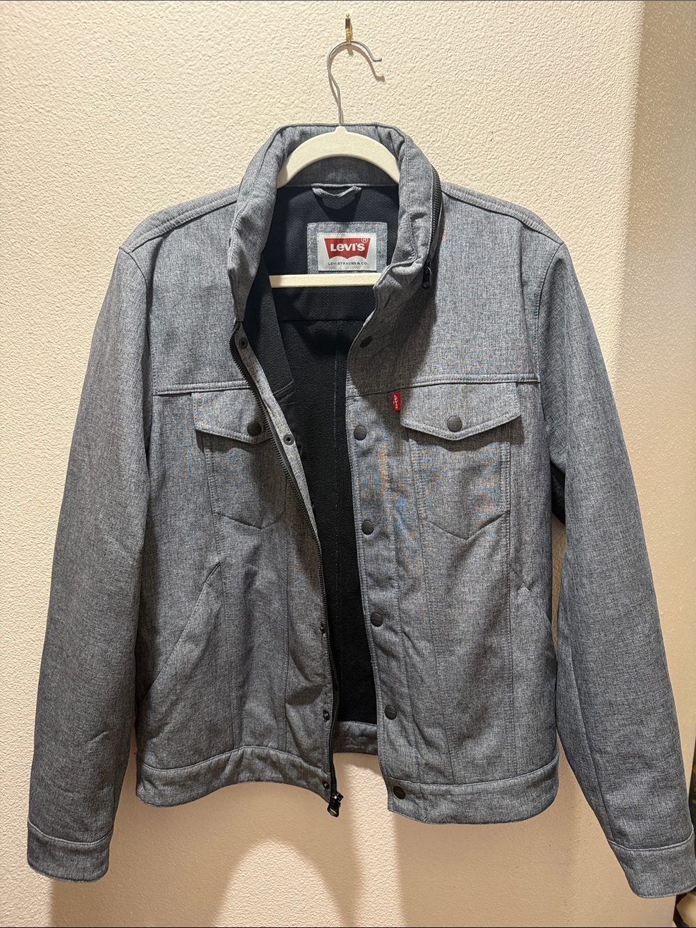 Levi's Gray Men's Lightweight Shirt Jacket with Stand Collar